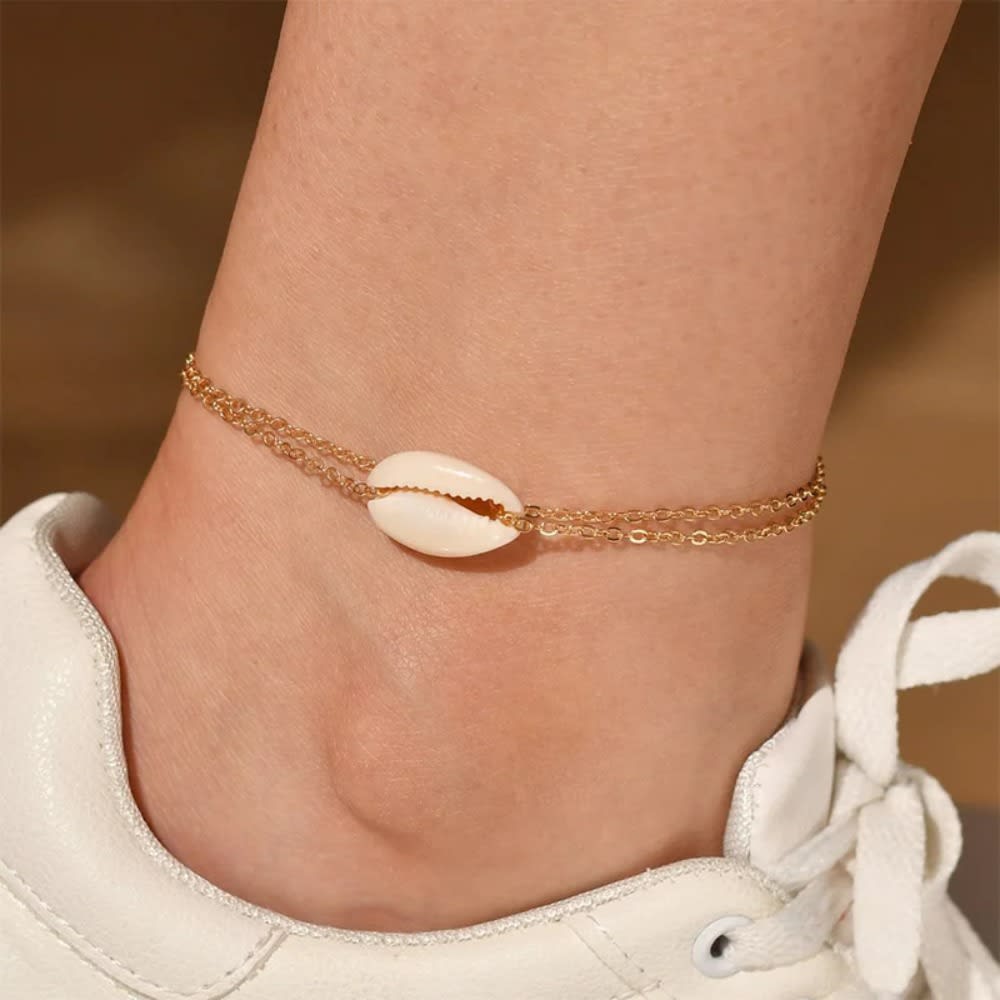 Summer Boho Macrame Pearl Shell Anklet Bracelet Femme Adjustable Chain Toe Beach Ankle Bracelet Barefoot Sandal Foot